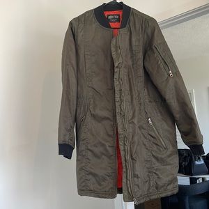 Red fox long bomber jacket